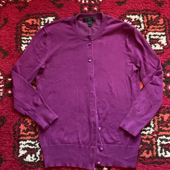 J. Crew Cotton Fitted Jackie Cardigan - Picture 1 of 9